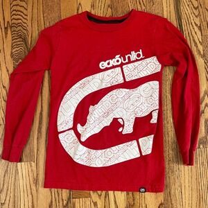 Ecko‎ Unltd. Graphic Long Sleeve Red Cotton Top Youth Size S(10/12)